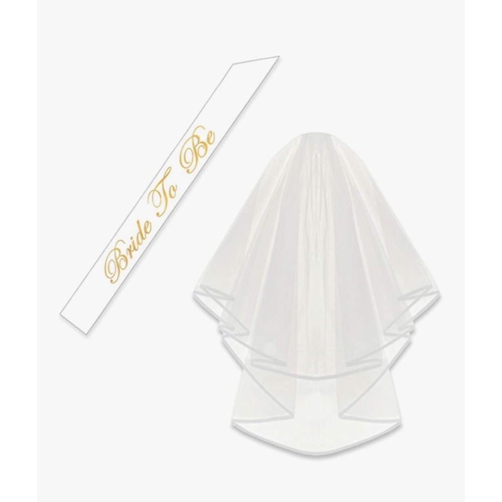Bride To Be Veil Sash Bachelorette Party Bridal Wedding Shower White‎ Gold